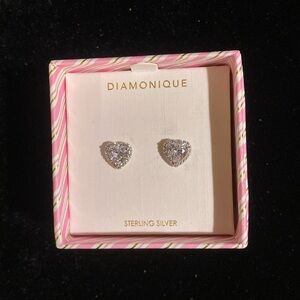 Diamonique heart earrings